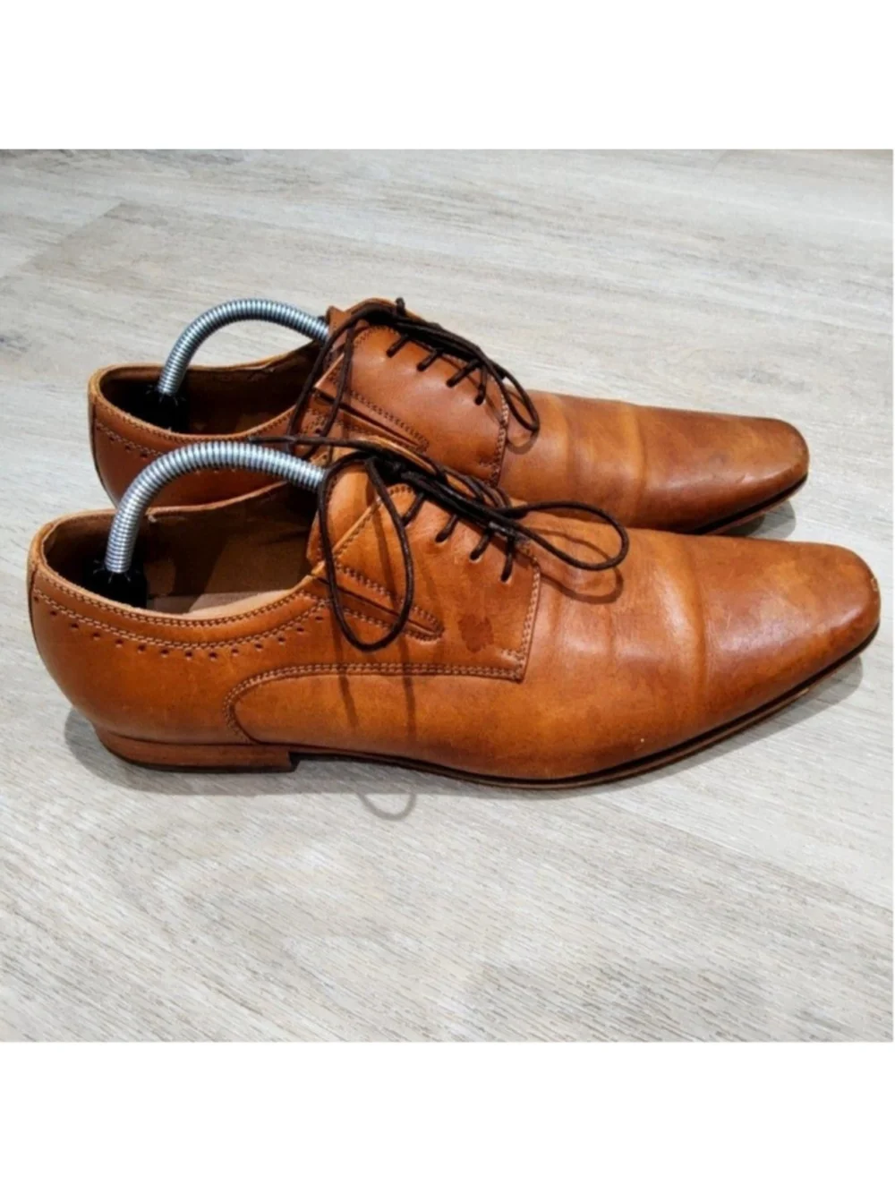 Aldo Shoes Mens 11 Brown Leather Derby Oxford Dress Pointed Toe Lace Up